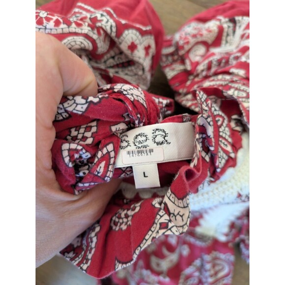 SEA New York Red Paisley Bandana Embroidered Open Back Theodora Top Size L - Picture 5 of 10